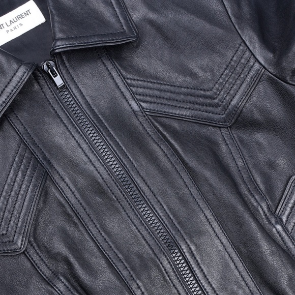 Saint Laurent Cropped Leather Jacket - Picture 5 of 9